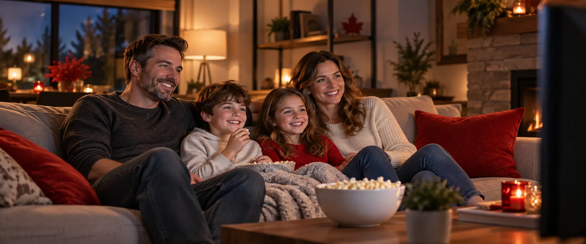 IPTV Canada kids and family entertainment with a family watching TV