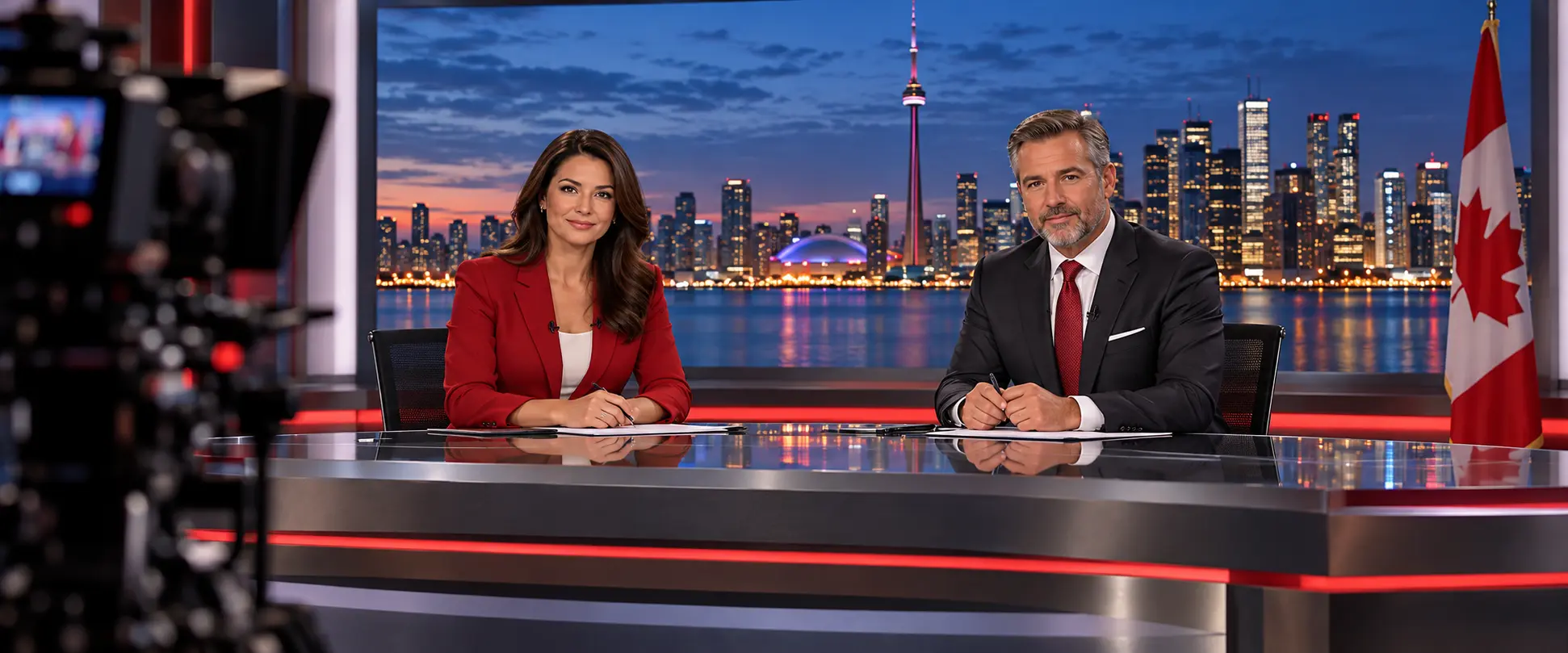 IPTV Canada news and broadcast featuring a Canadian newsroom