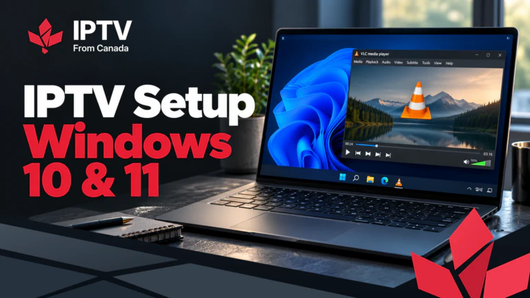 IPTV setup on Windows 10 and 11: VLC media player on a Windows laptop
